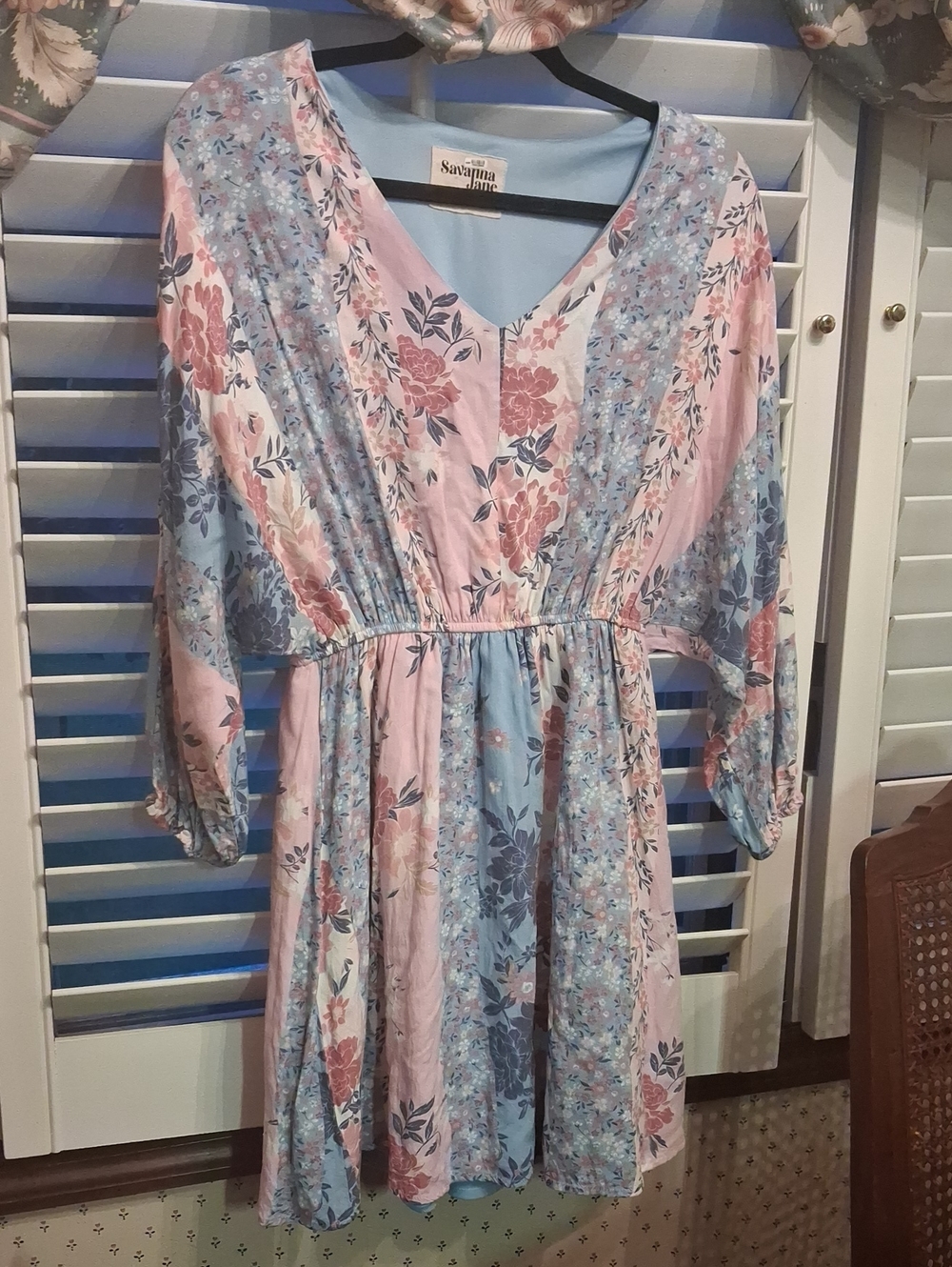 Savanna Jane Floral Mini Dress in Pink and Light Blue Sz M